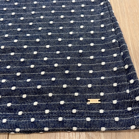 NWT Tommy Hilfiger Navy Polka Dot Boat Neck Short Sleeve Tight Knit Top - Picture 3 of 7